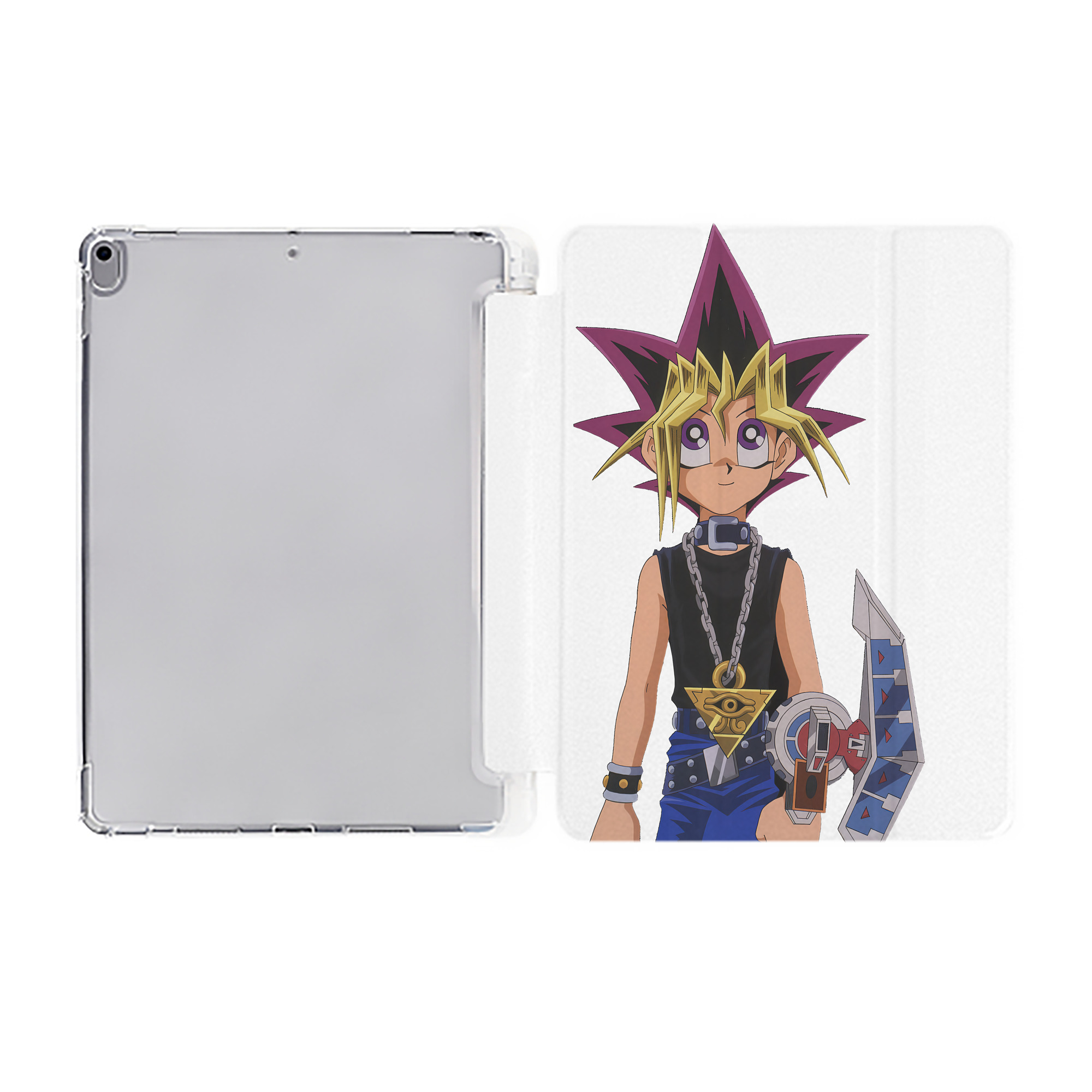（画像用） 遊☆戯☆王 Yu-Gi-Oh! IPad ケース ペン収納付き 三つ折りスタンド PUレザー×シリコン 対応機種9.5/10.5/10.9インチ